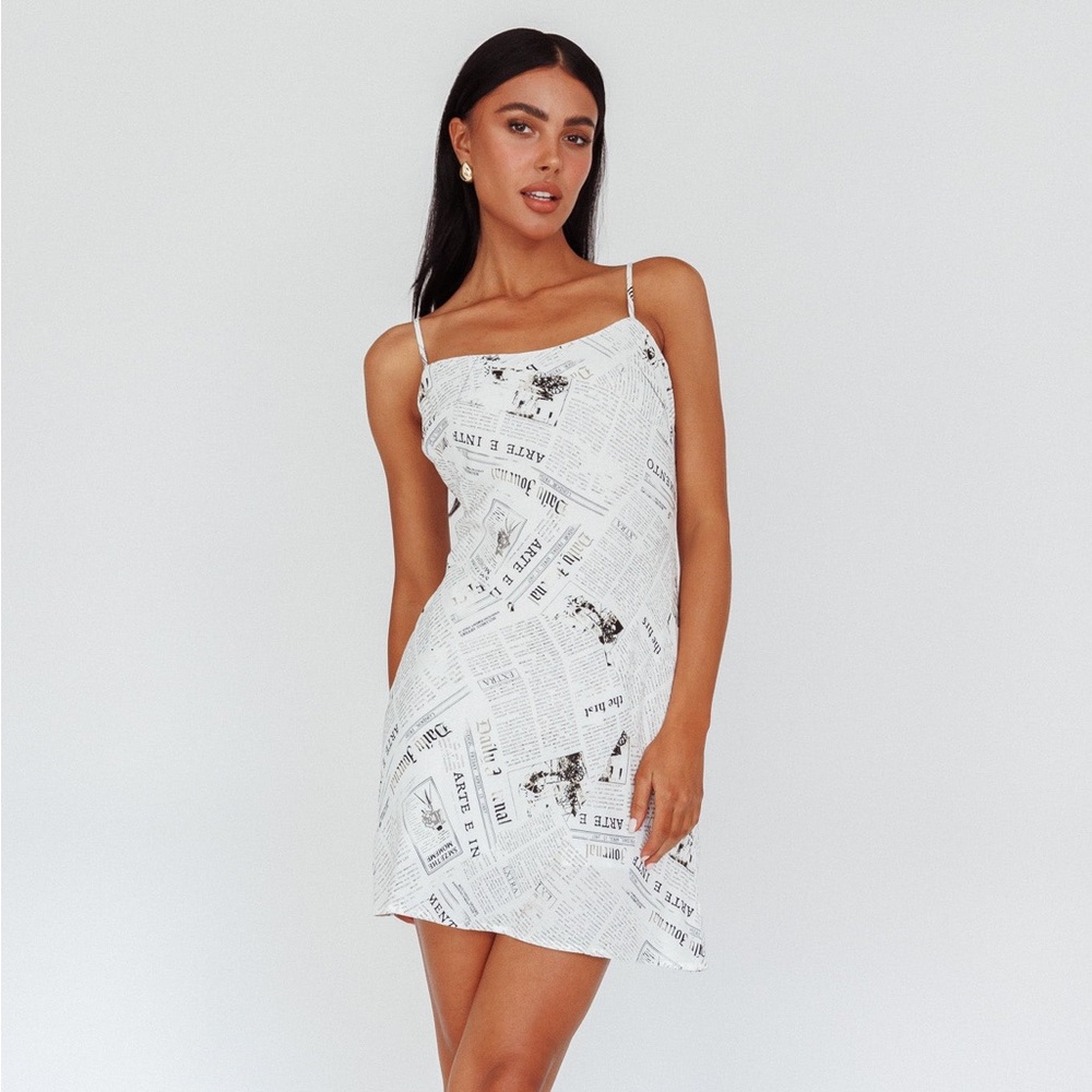 Selfie Leslie | Manifest It Cami Strap Mini Dress Print Off White | Small